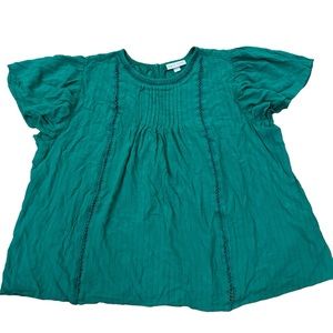 Knox Rose green pintuck flutter sleeve Rayon top women’s size XL